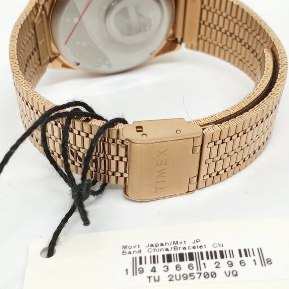 Timex Q Re-issue TW2U95700VQ Unisex 35mm Rose Gold S/Steel Day / Date Watch NWT - Picture 6 of 11